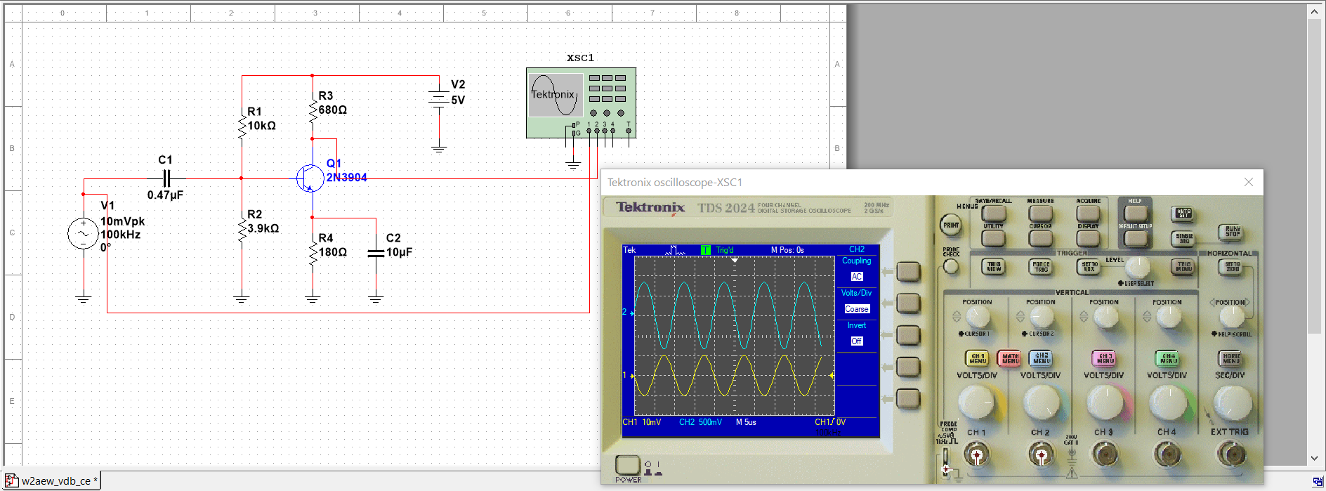 Common Emitter Amplifier Schematic