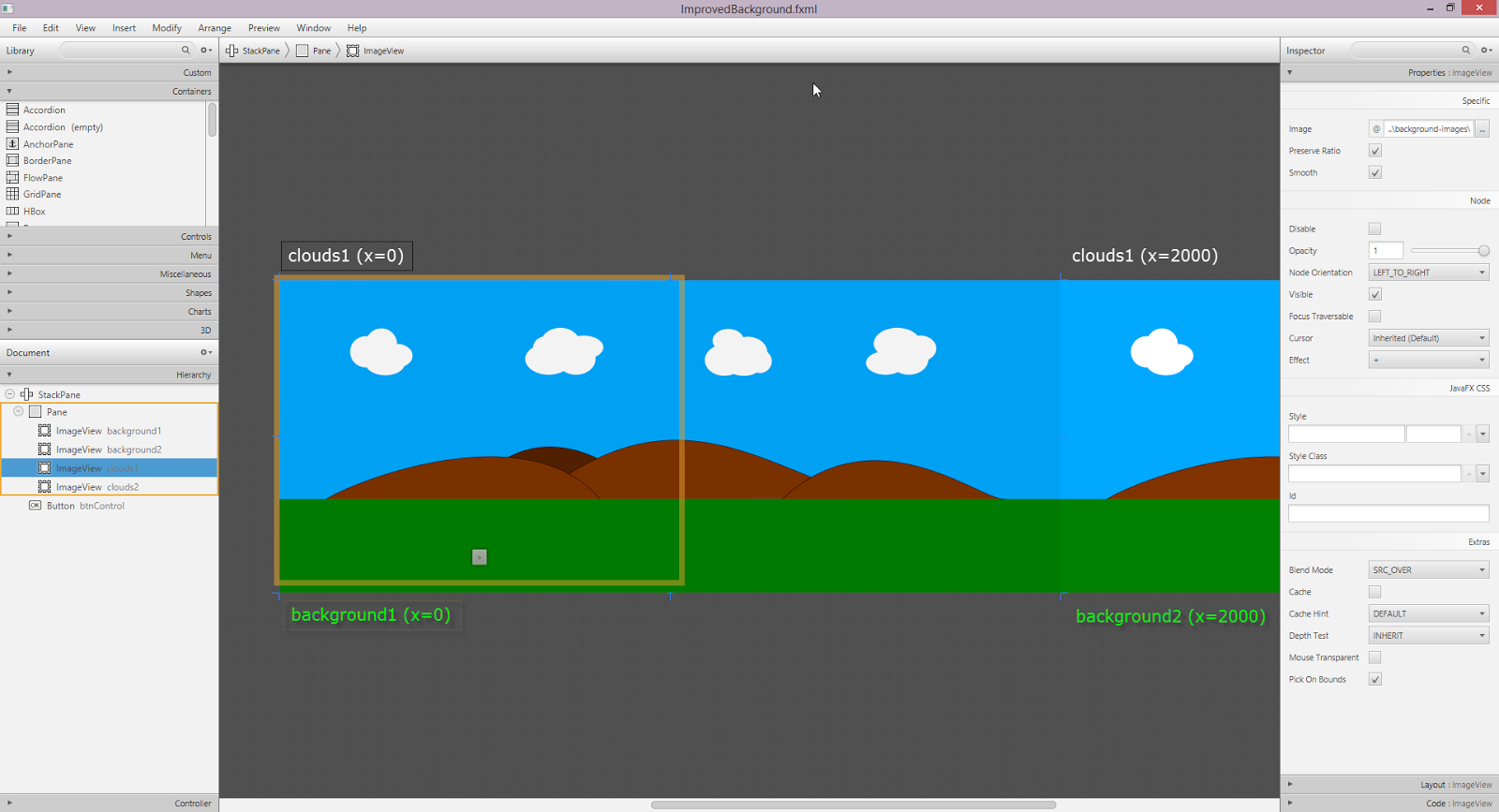 Screenshot of ImageViews Arranged in Scene Builder