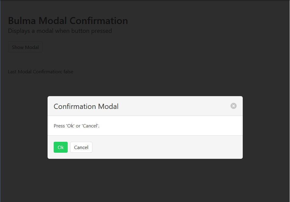 Screenshot of Modal