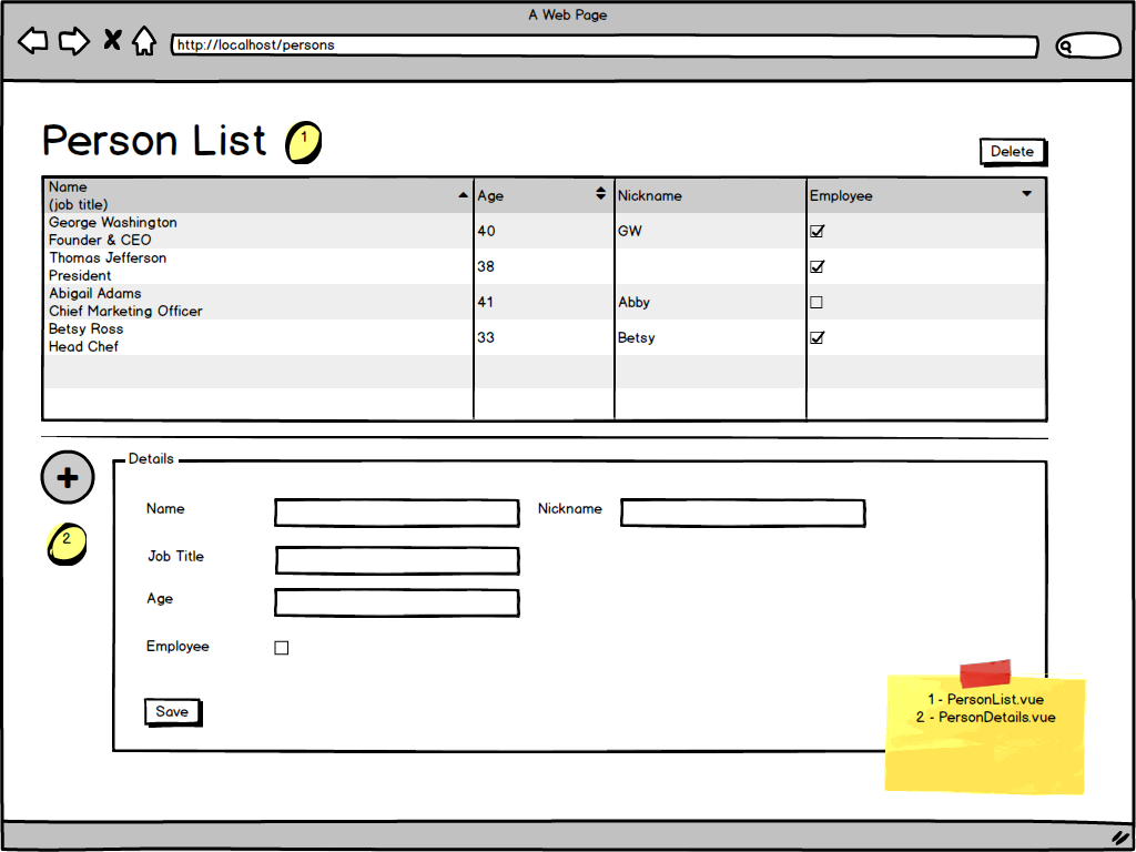 Balsamiq Mockup of Persons Demo