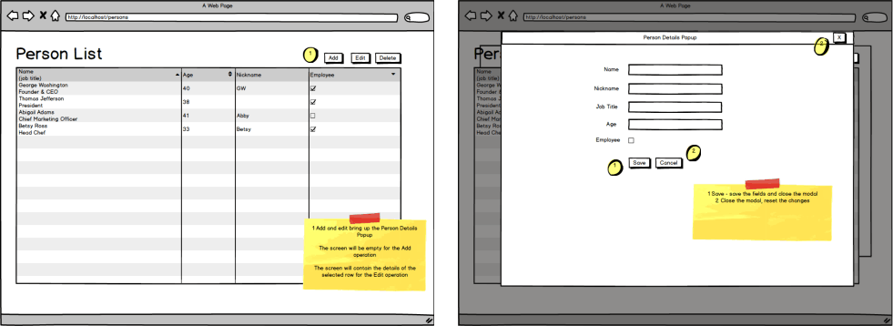 Balsamiq Mockup of Popup Demo