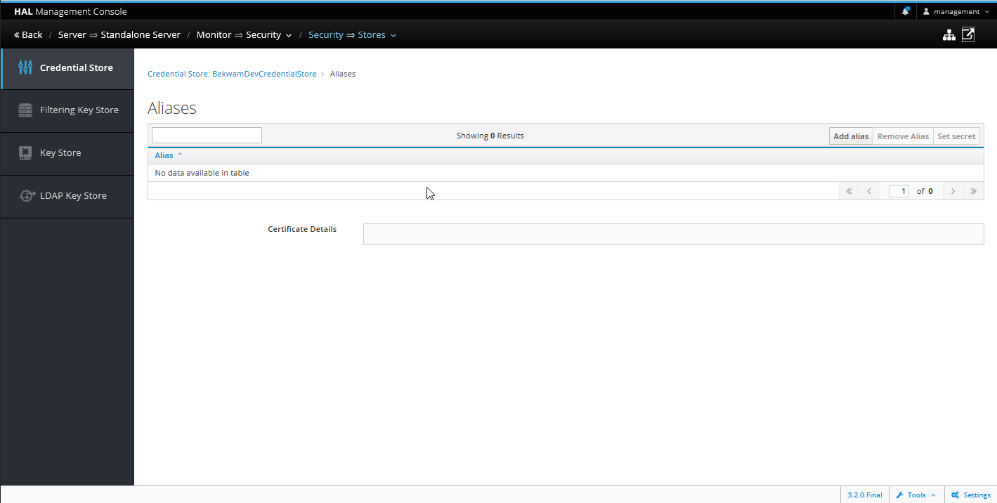 Screenshot of Management Console